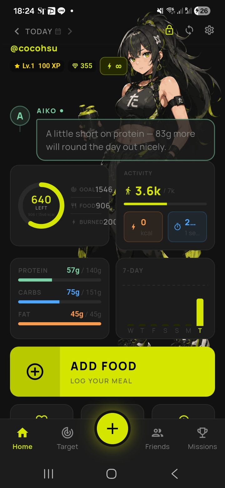 The dashboard updating after logging
