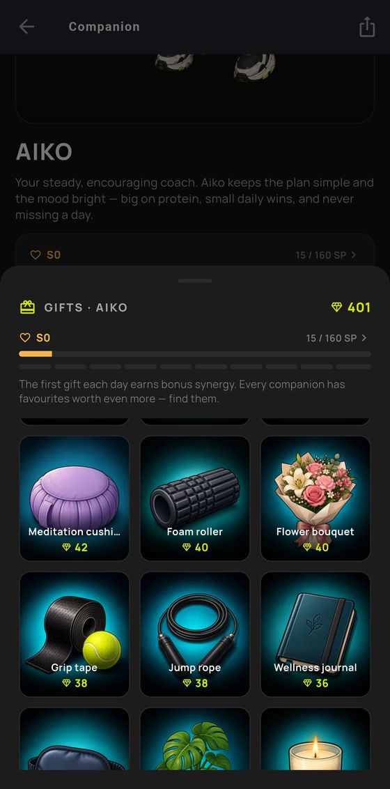 The gift shelf: spend Tabegems on gifts your companion loves